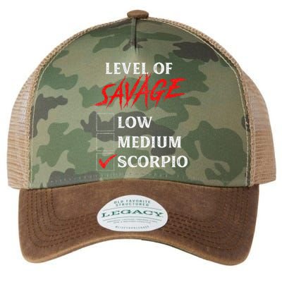 Level Of Savage Scorpio Funny Zodiac Queen King Legacy Tie Dye Trucker Hat