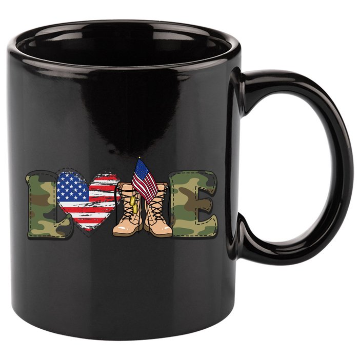 Love Our Soldiers, US Troops 11oz C Handle Ceramic Mug