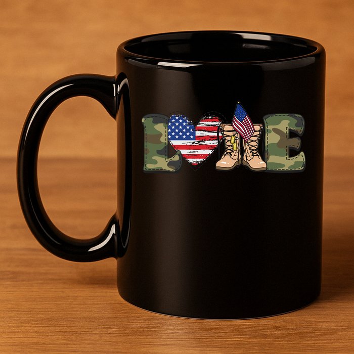 Love Our Soldiers, US Troops 11oz C Handle Ceramic Mug