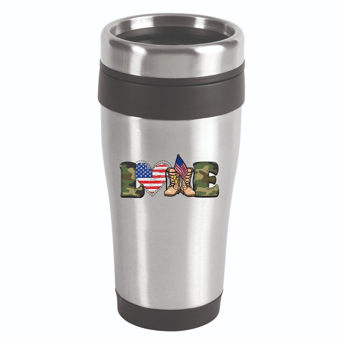 Love Our Soldiers, US Troops 16oz Travel Tumbler