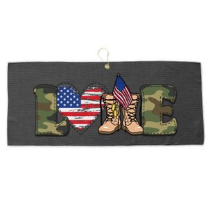 Love Our Soldiers, US Troops Large Microfiber Waffle Golf Towel