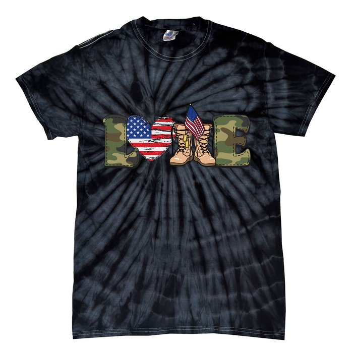 Love Our Soldiers, US Troops Tie-Dye T-Shirt