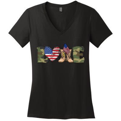 Love Our Soldiers, US Troops Women's V-Neck T-Shirt