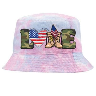 Love Our Soldiers, US Troops Tie-Dyed Bucket Hat