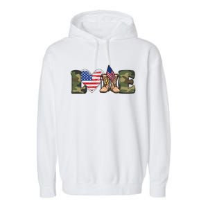 Love Our Soldiers, US Troops Garment-Dyed Fleece Hoodie