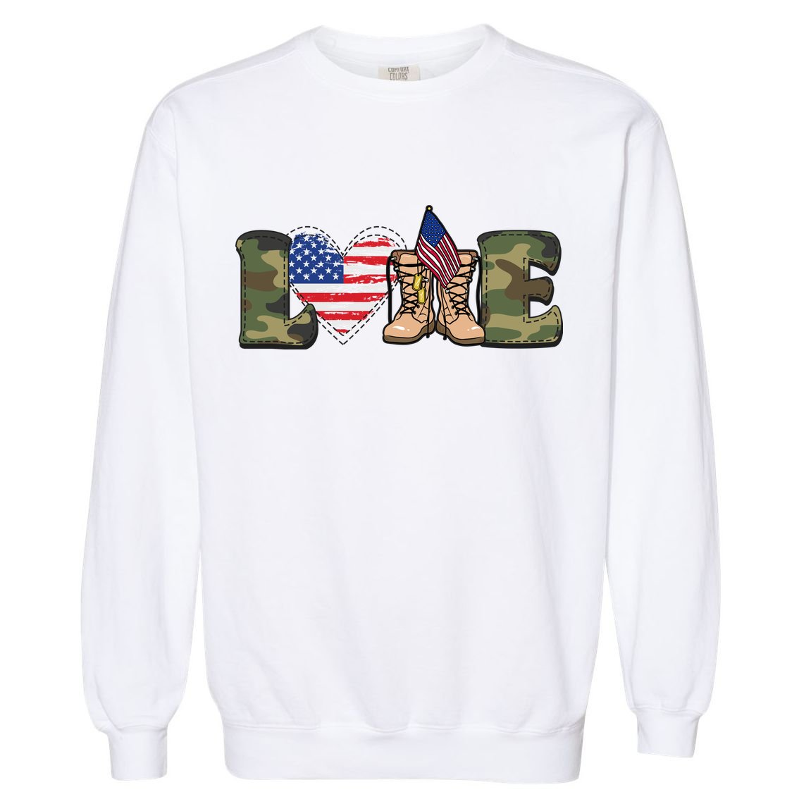 Love Our Soldiers, US Troops Garment-Dyed Sweatshirt