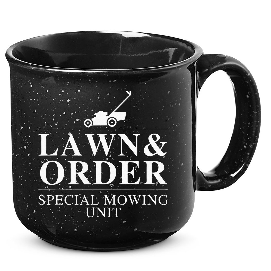 Lawn & Order Special Mowing Unit Funny Dad Joke 15oz Campfire Ceramic Mug