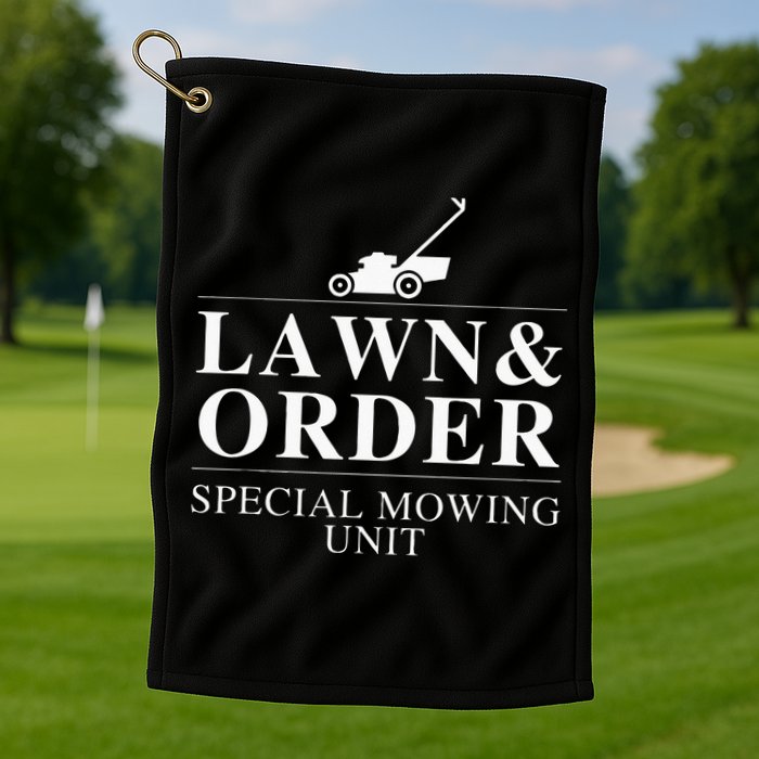 Lawn & Order Special Mowing Unit Funny Dad Joke Golf Towel