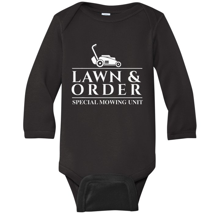 Lawn & Order Special Mowing Unit Gardening Lawn Mower Baby Long Sleeve Bodysuit