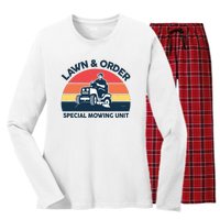 Lawn Order Special Mowing Unit Funny Mower Gardening Dad Women's Long Sleeve Flannel Pajama Set 