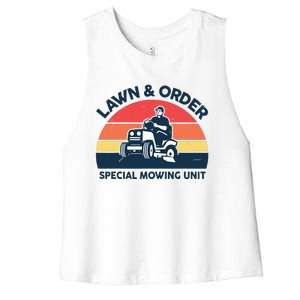 Lawn Order Special Mowing Unit Funny Mower Gardening Dad Women's Racerback Cropped Tank