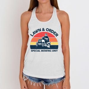 Lawn Order Special Mowing Unit Funny Mower Gardening Dad Women's Knotted Racerback Tank