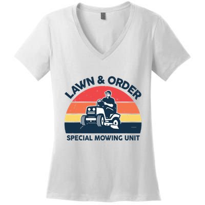 Lawn Order Special Mowing Unit Funny Mower Gardening Dad Women's V-Neck T-Shirt