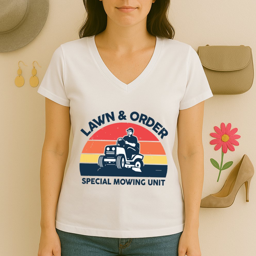 Lawn Order Special Mowing Unit Funny Mower Gardening Dad Women's V-Neck T-Shirt