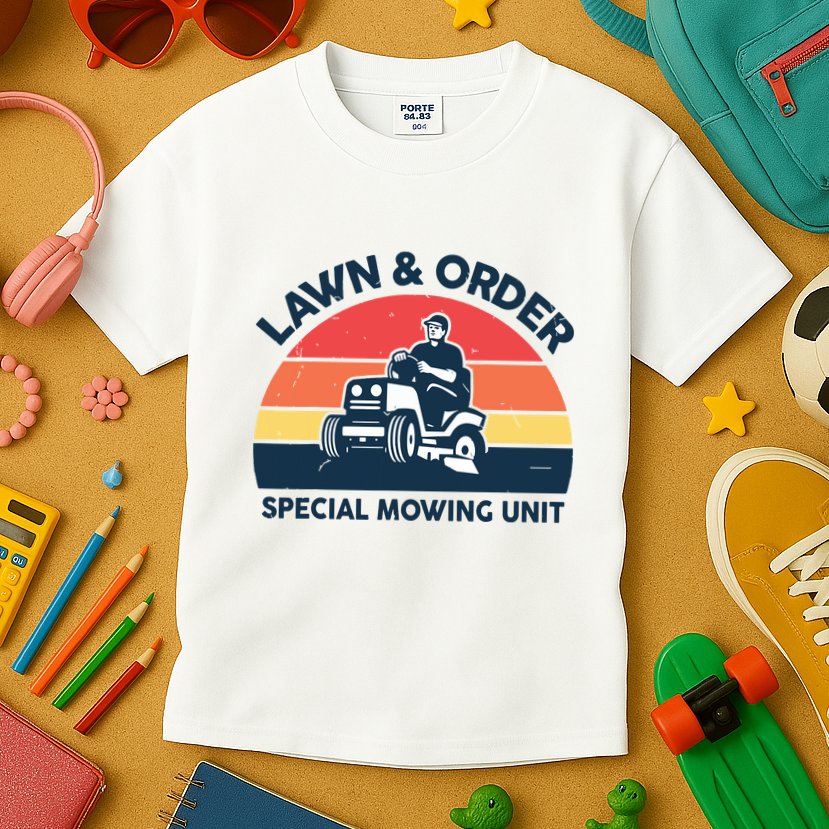 Lawn Order Special Mowing Unit Funny Mower Gardening Dad Kids T-Shirt