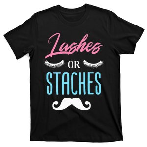 Lashes Or Staches Gender Reveal Party Supplies T-Shirt