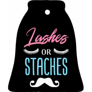 Lashes Or Staches Gender Reveal Party Supplies Ceramic Bell Ornament