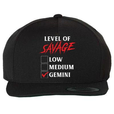 Level Of Savage Gemini Funny Zodiac Queen King Girl Wool Snapback Cap