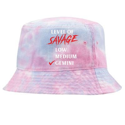 Level Of Savage Gemini Funny Zodiac Queen King Girl Tie-Dyed Bucket Hat