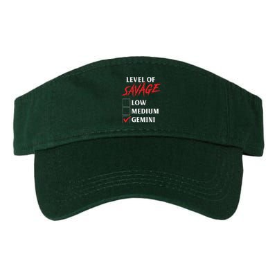 Level Of Savage Gemini Funny Zodiac Queen King Girl Valucap Bio-Washed Visor