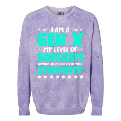 Level Of Sarcasm Humor Generation X Funny Gen X Colorblast Crewneck Sweatshirt