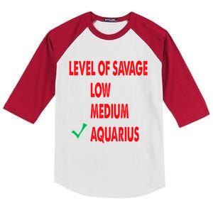 Level Of Savage Aquarius Astrology Gift Kids Colorblock Raglan Jersey