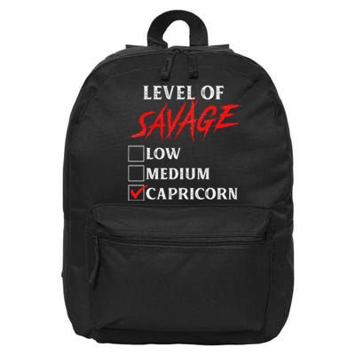 Level Of Savage Capricorn Funny Zodiac Queen King Man 16 in Basic Backpack