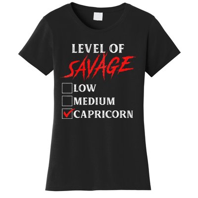 Level Of Savage Capricorn Funny Zodiac Queen King Man Women's T-Shirt