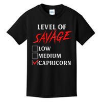 Level Of Savage Capricorn Funny Zodiac Queen King Man Kids T-Shirt