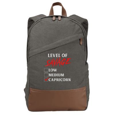 Level Of Savage Capricorn Funny Zodiac Queen King Man Cotton Canvas Backpack