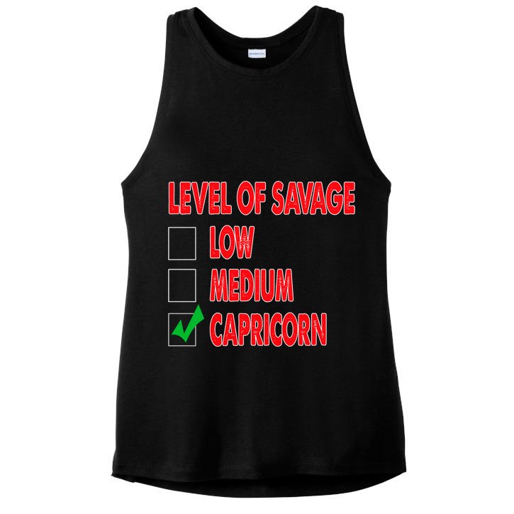 Level Of Savage Capricorn Astrology Meaningful Gift Ladies PosiCharge Tri-Blend Wicking Tank