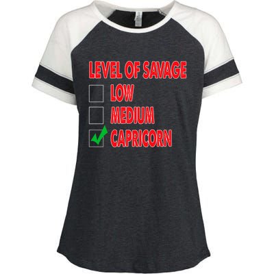 Level Of Savage Capricorn Astrology Meaningful Gift Enza Ladies Jersey Colorblock Tee