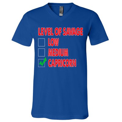 Level Of Savage Capricorn Astrology Meaningful Gift V-Neck T-Shirt