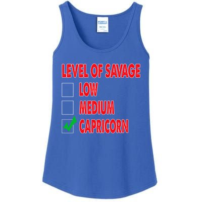 Level Of Savage Capricorn Astrology Meaningful Gift Ladies Essential Tank