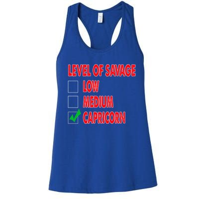 Level Of Savage Capricorn Astrology Meaningful Gift Women's Racerback Tank