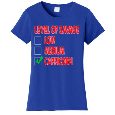 Level Of Savage Capricorn Astrology Meaningful Gift Women's T-Shirt