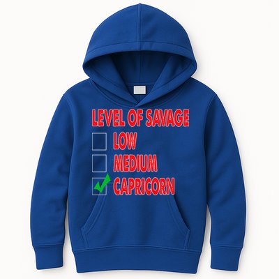Level Of Savage Capricorn Astrology Meaningful Gift Kids Hoodie