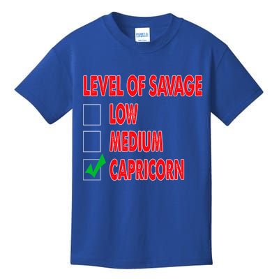 Level Of Savage Capricorn Astrology Meaningful Gift Kids T-Shirt