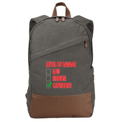Level Of Savage Capricorn Astrology Meaningful Gift Cotton Canvas Backpack