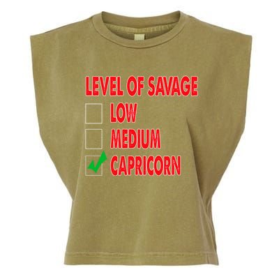 Level Of Savage Capricorn Astrology Meaningful Gift Garment-Dyed Women's Muscle Tee