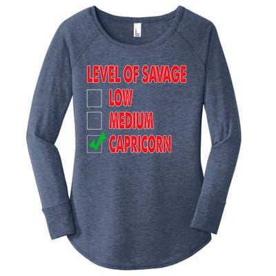 Level Of Savage Capricorn Astrology Meaningful Gift Women's Perfect Tri Tunic Long Sleeve Shirt