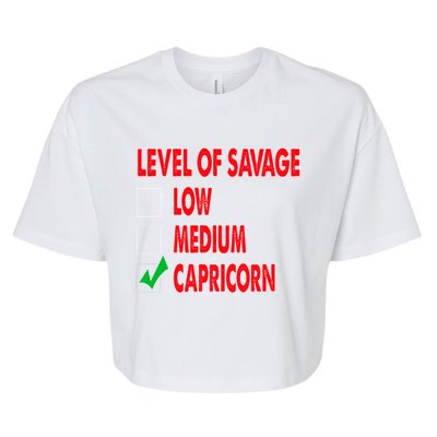 Level Of Savage Capricorn Astrology Meaningful Gift Bella+Canvas Jersey Crop Tee