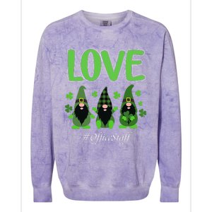 Love Office Staff Gnome Shamrock Saint Patrick's Day Colorblast Crewneck Sweatshirt