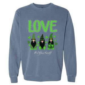 Love Office Staff Gnome Shamrock Saint Patrick's Day Garment-Dyed Sweatshirt