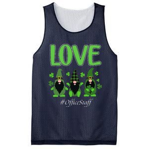 Love Office Staff Gnome Shamrock Saint Patrick's Day Mesh Reversible Basketball Jersey Tank