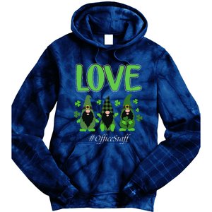 Love Office Staff Gnome Shamrock Saint Patrick's Day Tie Dye Hoodie