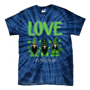 Love Office Staff Gnome Shamrock Saint Patrick's Day Tie-Dye T-Shirt