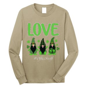 Love Office Staff Gnome Shamrock Saint Patrick's Day Long Sleeve Shirt