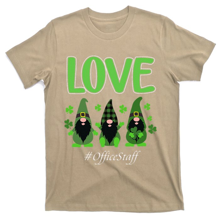 Love Office Staff Gnome Shamrock Saint Patrick's Day T-Shirt