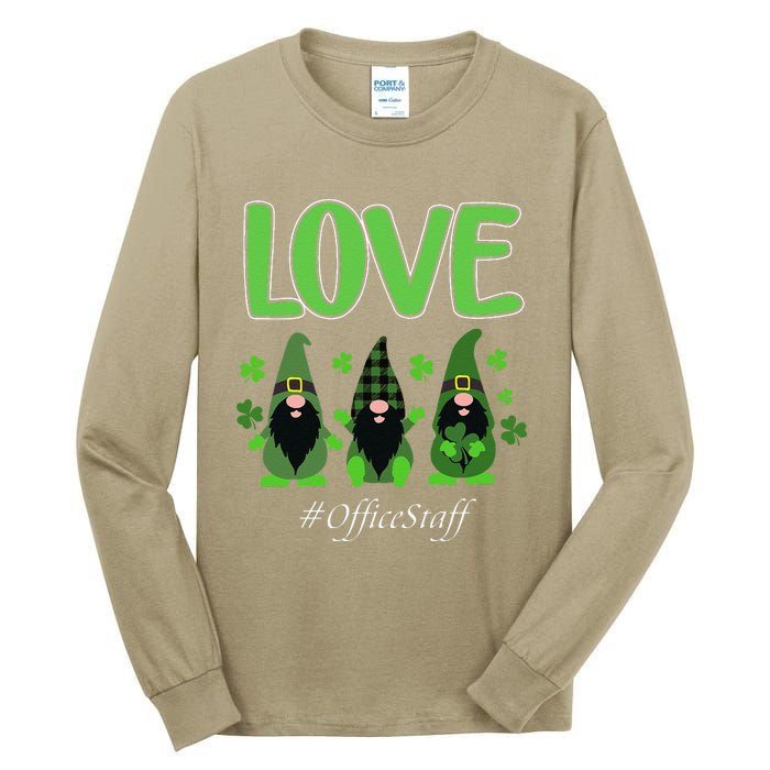 Love Office Staff Gnome Shamrock Saint Patrick's Day Tall Long Sleeve T-Shirt